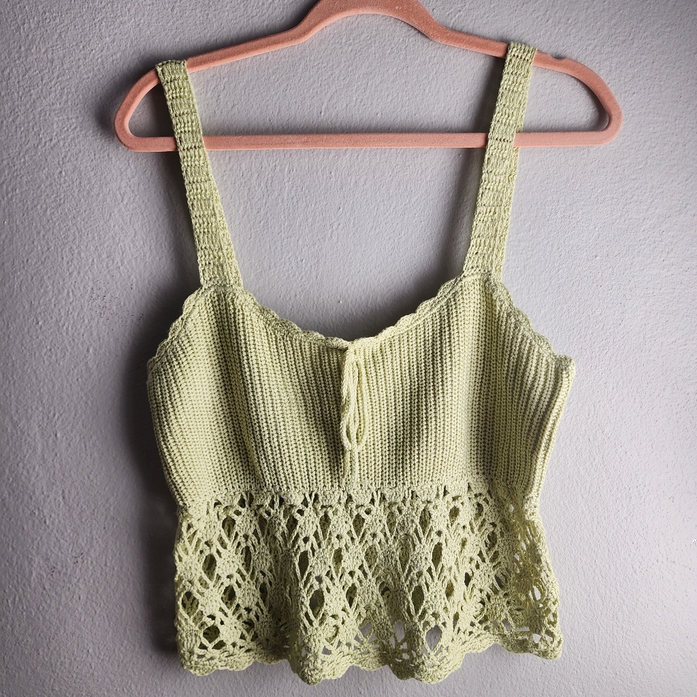 Edikted Lime Green Crochet Knit Top Nwt XL